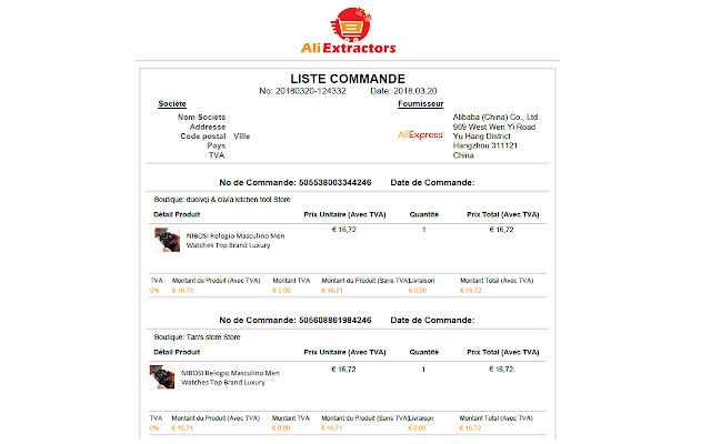 AliExpress Order PDF Generator  from Chrome web store to be run with OffiDocs Chromium online