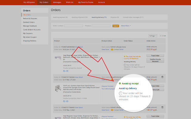 Aliexpress Product Tracking  from Chrome web store to be run with OffiDocs Chromium online