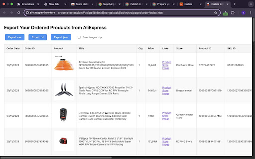 Aliexpress Shopper Inventory  from Chrome web store to be run with OffiDocs Chromium online