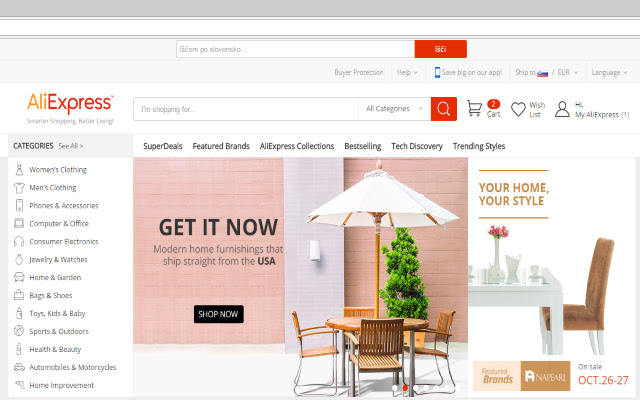 Aliexpress Slovenski iskalnik  from Chrome web store to be run with OffiDocs Chromium online