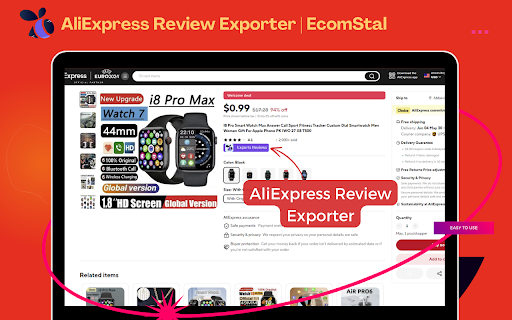 AliEx Review Exporter | Ecomstal  from Chrome web store to be run with OffiDocs Chromium online