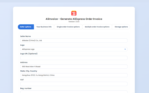 AliInvoice Generate AliExpress Order Invoice  from Chrome web store to be run with OffiDocs Chromium online