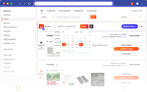Alinvoice  from Chrome web store to be run with OffiDocs Chromium online