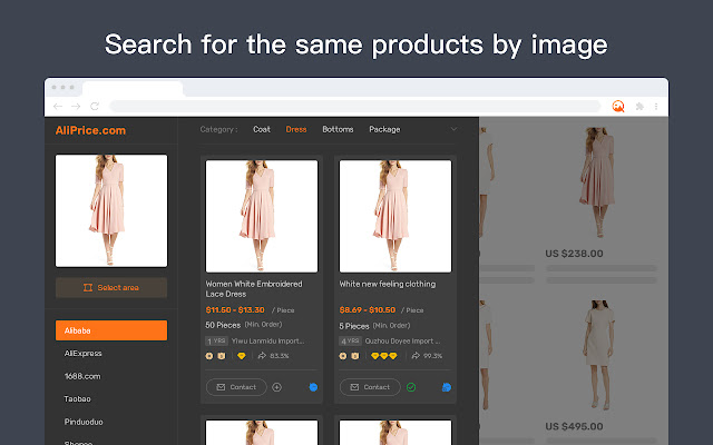 AliPrice Search by image for China import  from Chrome web store to be run with OffiDocs Chromium online