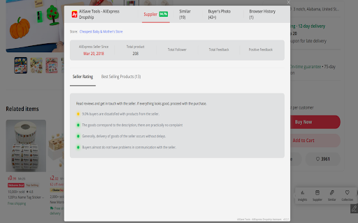 AliSave Tools AliExpress Dropship Assistant  from Chrome web store to be run with OffiDocs Chromium online