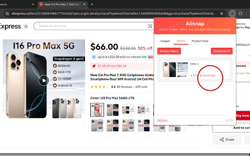 Alisnap: AliExpress Image  Video Downloader  from Chrome web store to be run with OffiDocs Chromium online
