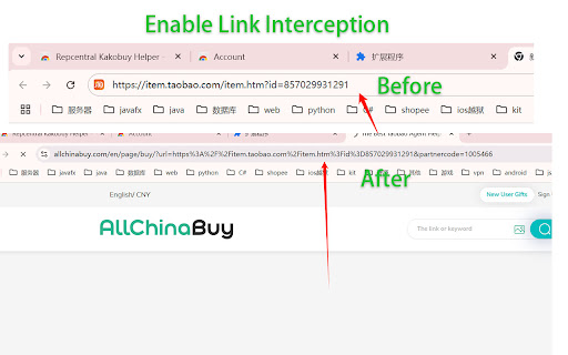 AllChinaBuy Link Converter  from Chrome web store to be run with OffiDocs Chromium online