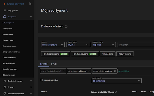 Allegro SalesCenter Dark Mode  from Chrome web store to be run with OffiDocs Chromium online