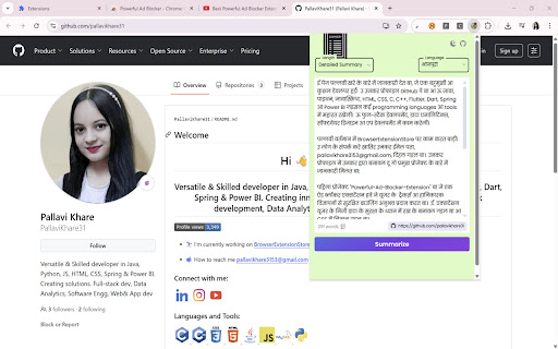 All Indian Languages YouTube  Web Summerizer  from Chrome web store to be run with OffiDocs Chromium online