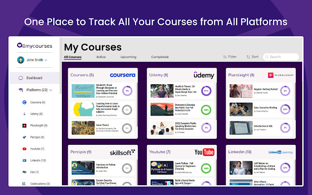 AllMyCourses  from Chrome web store to be run with OffiDocs Chromium online