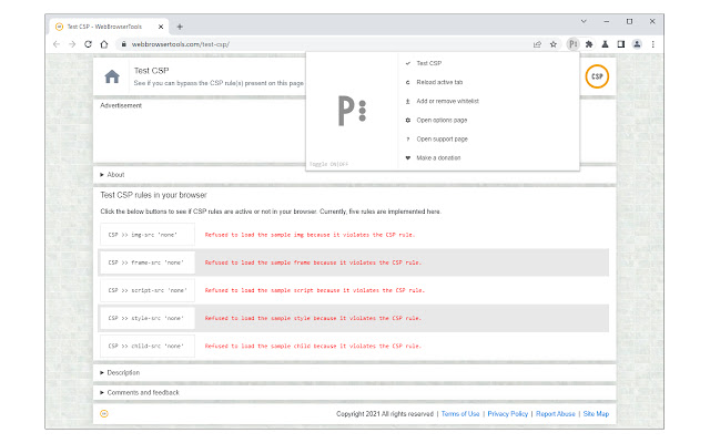 Allow CSP: Content Security Policy  from Chrome web store to be run with OffiDocs Chromium online