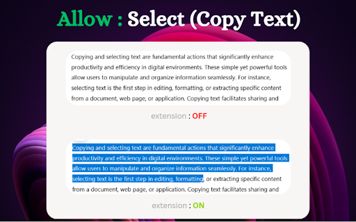 Allow Right Click  Copy  from Chrome web store to be run with OffiDocs Chromium online