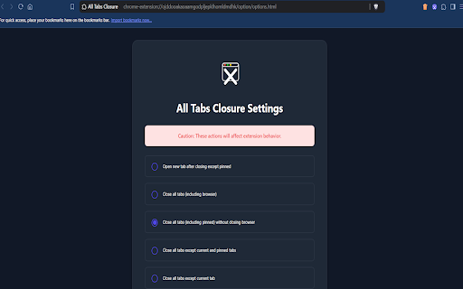 All Tabs Closure  from Chrome web store to be run with OffiDocs Chromium online