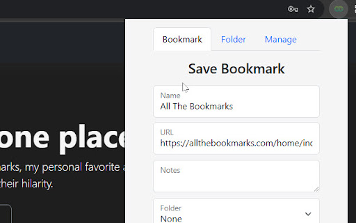AllTheBookmarks  from Chrome web store to be run with OffiDocs Chromium online