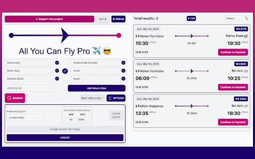 All You Can Fly Pro (AYCF)  from Chrome web store to be run with OffiDocs Chromium online