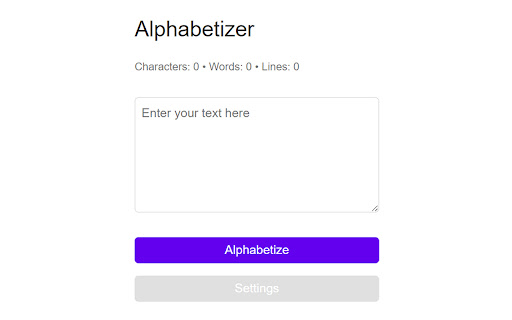 Alphabetizer  from Chrome web store to be run with OffiDocs Chromium online