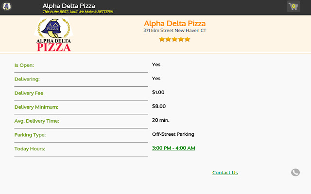 Alpha Delta Pizza  from Chrome web store to be run with OffiDocs Chromium online