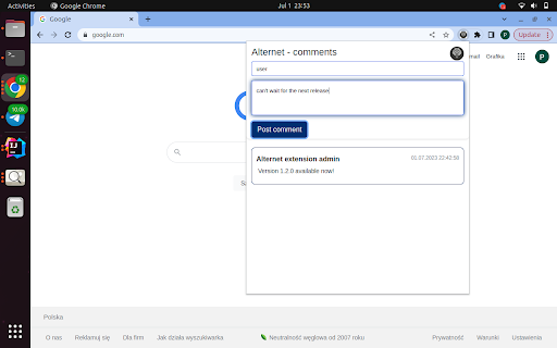 Alternet Extension  from Chrome web store to be run with OffiDocs Chromium online