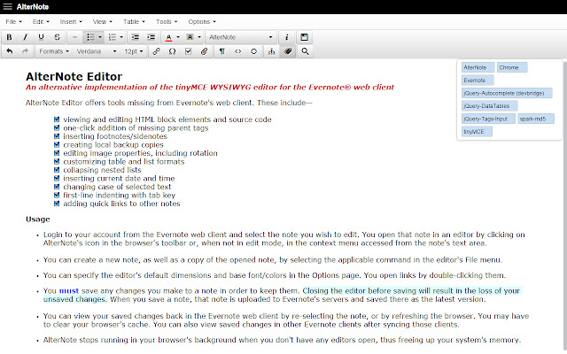 AlterNote Editor  from Chrome web store to be run with OffiDocs Chromium online