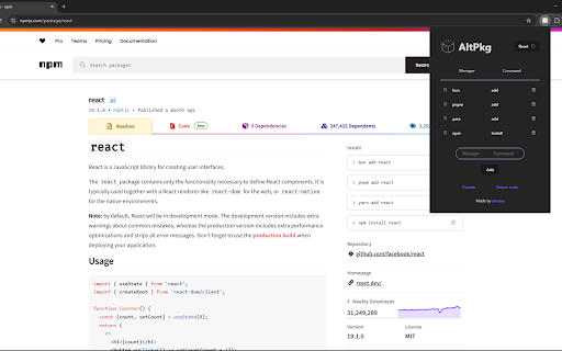AltPkg  from Chrome web store to be run with OffiDocs Chromium online