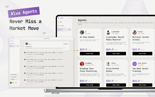 Alva – AI Crypto Analyst, Trading Assistant  Agents  from Chrome web store to be run with OffiDocs Chromium online