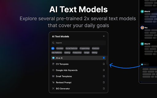 Alva AI Your GPT AI Copilot  from Chrome web store to be run with OffiDocs Chromium online