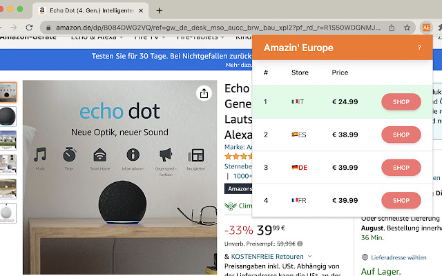 Amazin Europe  from Chrome web store to be run with OffiDocs Chromium online
