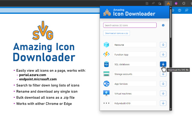 Amazing Icon Downloader  from Chrome web store to be run with OffiDocs Chromium online