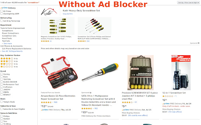 Amazon adBlocker  from Chrome web store to be run with OffiDocs Chromium online