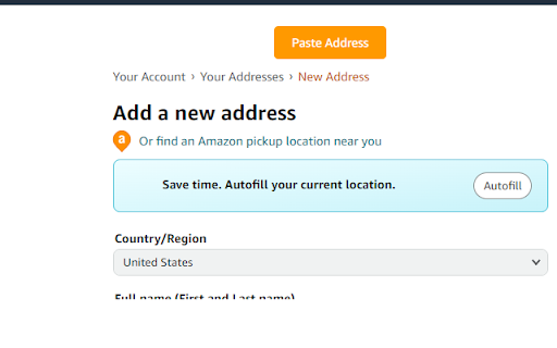 Amazon Address Autocopy  from Chrome web store to be run with OffiDocs Chromium online