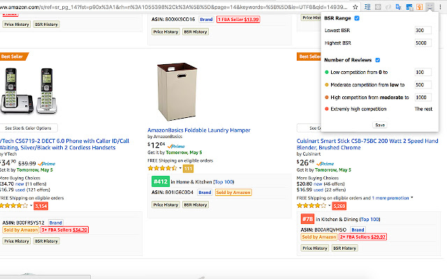 Amazon BSR  Rating Colorizer  from Chrome web store to be run with OffiDocs Chromium online