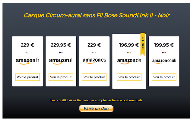 Amazon comparateur  from Chrome web store to be run with OffiDocs Chromium online