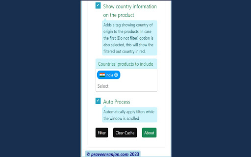 Amazon Country of origin Filter  from Chrome web store to be run with OffiDocs Chromium online