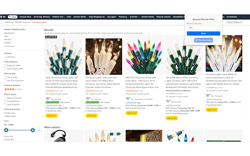 Amazon Filter by Reviews Count  from Chrome web store to be run with OffiDocs Chromium online