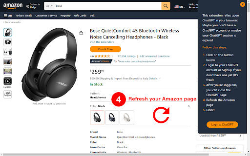 AmazonGPT Pros  Cons Analyzer  from Chrome web store to be run with OffiDocs Chromium online