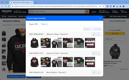 Amazon Image Downloader |CSV  Image、Video  from Chrome web store to be run with OffiDocs Chromium online