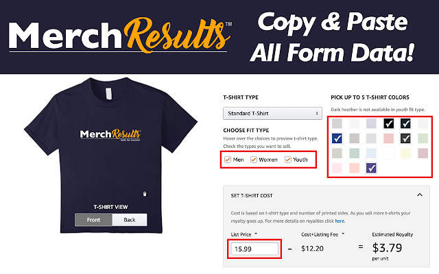 Amazon Merch Batcher Copy  Paste Fields  from Chrome web store to be run with OffiDocs Chromium online