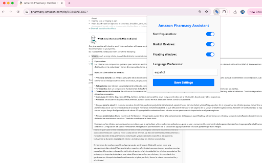 Amazon Pharmacy Assistant  from Chrome web store to be run with OffiDocs Chromium online
