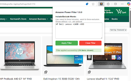 Amazon Power Filter  from Chrome web store to be run with OffiDocs Chromium online