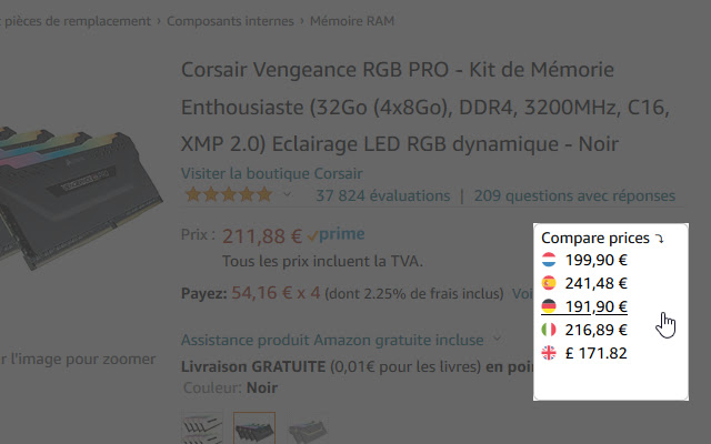 Amazon Price Compare EU  from Chrome web store to be run with OffiDocs Chromium online
