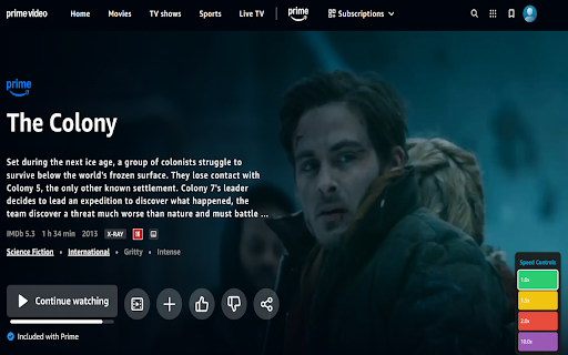 Amazon Prime Video Speed Controller  from Chrome web store to be run with OffiDocs Chromium online