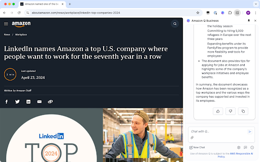 Amazon Q Business  from Chrome web store to be run with OffiDocs Chromium online