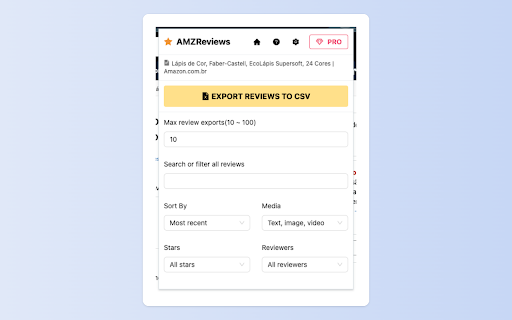 Amazon Reviews Export | CSV  Images  from Chrome web store to be run with OffiDocs Chromium online