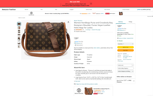 Amazon Risk Indicator  from Chrome web store to be run with OffiDocs Chromium online