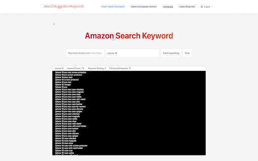 Amazon Search Suggestion Keywords  from Chrome web store to be run with OffiDocs Chromium online