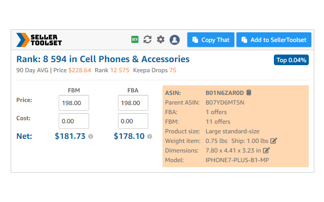 Amazon Seller Toolset  from Chrome web store to be run with OffiDocs Chromium online