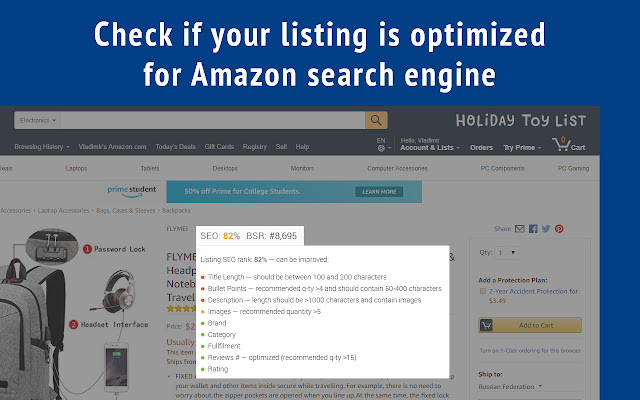 Amazon SEO Assistant  from Chrome web store to be run with OffiDocs Chromium online