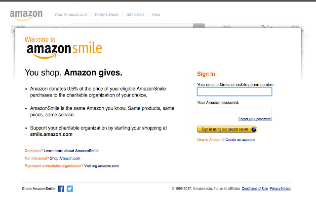 AmazonSmile Auto Redirect  from Chrome web store to be run with OffiDocs Chromium online