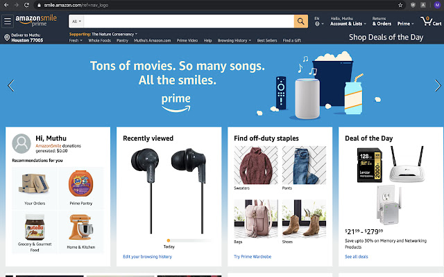 AmazonSmile Extension  from Chrome web store to be run with OffiDocs Chromium online