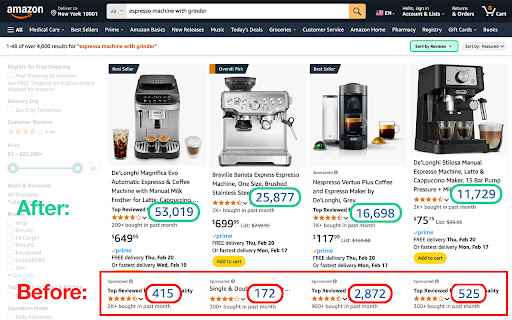Amazon Sort by Review Count – Find the Best Rated Products Fast  from Chrome web store to be run with OffiDocs Chromium online